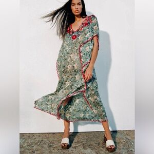 NEW Zara Printed Embroidery Tunic Dress Size M
